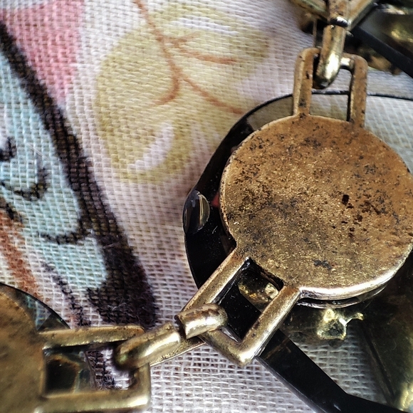 Transparent Acrylic Smoke Clear Rhinestone Oxidized Brass Statement Necklace - Picture 12 of 12